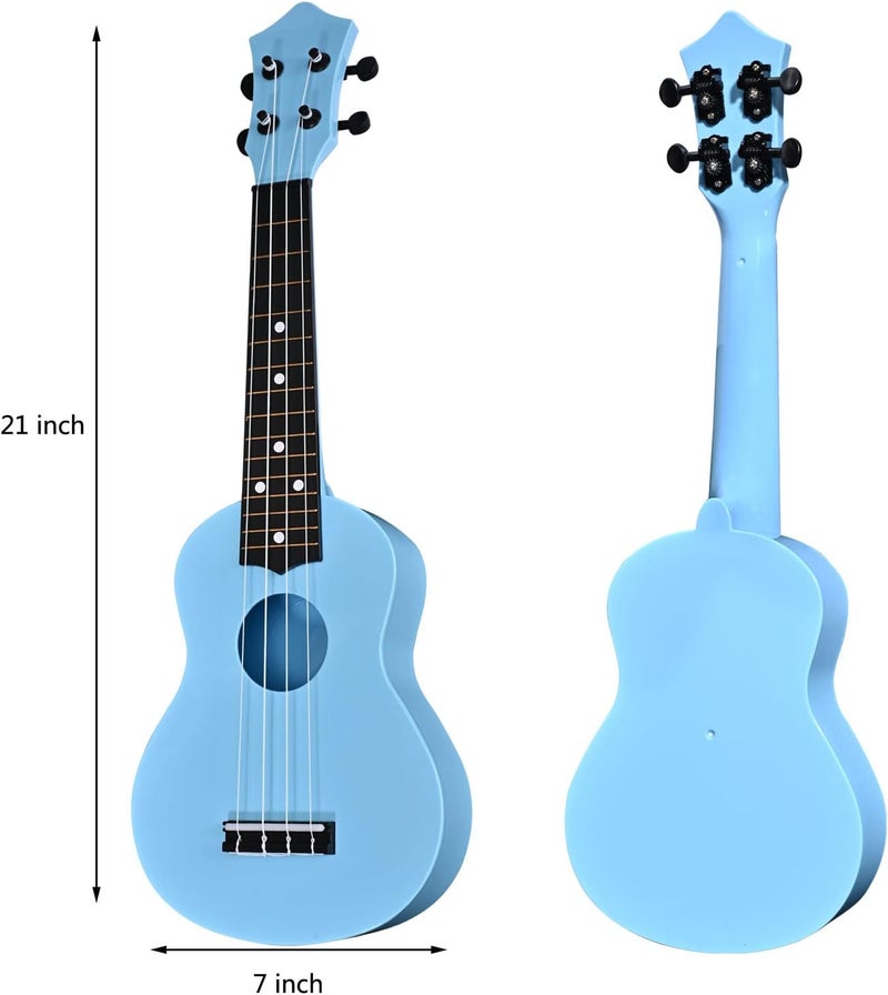 LIEKE Kids Toy Ukulele 21 inch Plastic Ukelele,Musical Instrument, Ukulele Toy Gift for Children Beginners with Bag Picks Strings (Light blue) - Image 4